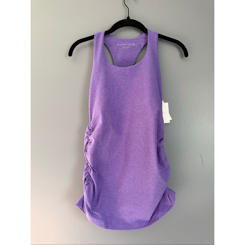 Beyond Yoga Beyond the Bump Purple Ruched Racerback Tank Top